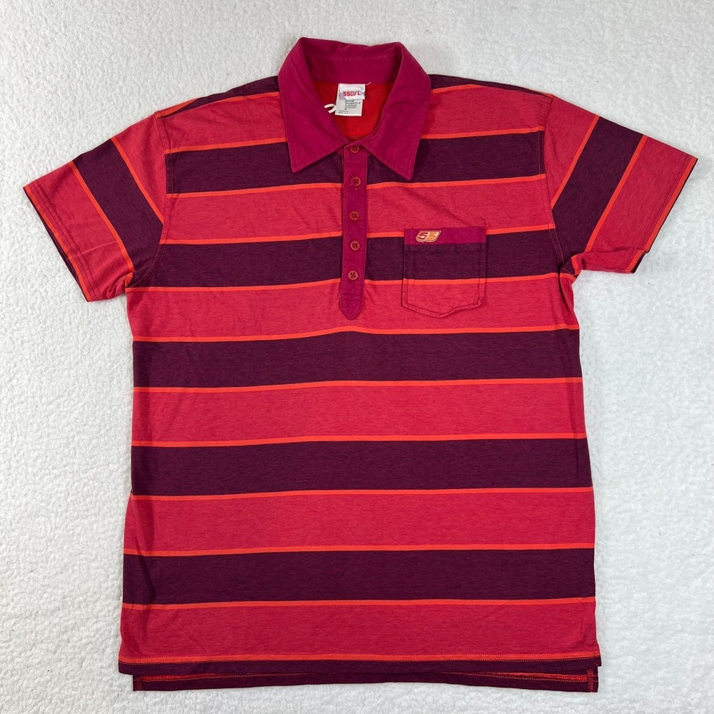 DIESEL 55DSL Polo Shirt Striped Red Y2K Streetwear Cotton Men's Size L VTG‎ NWT